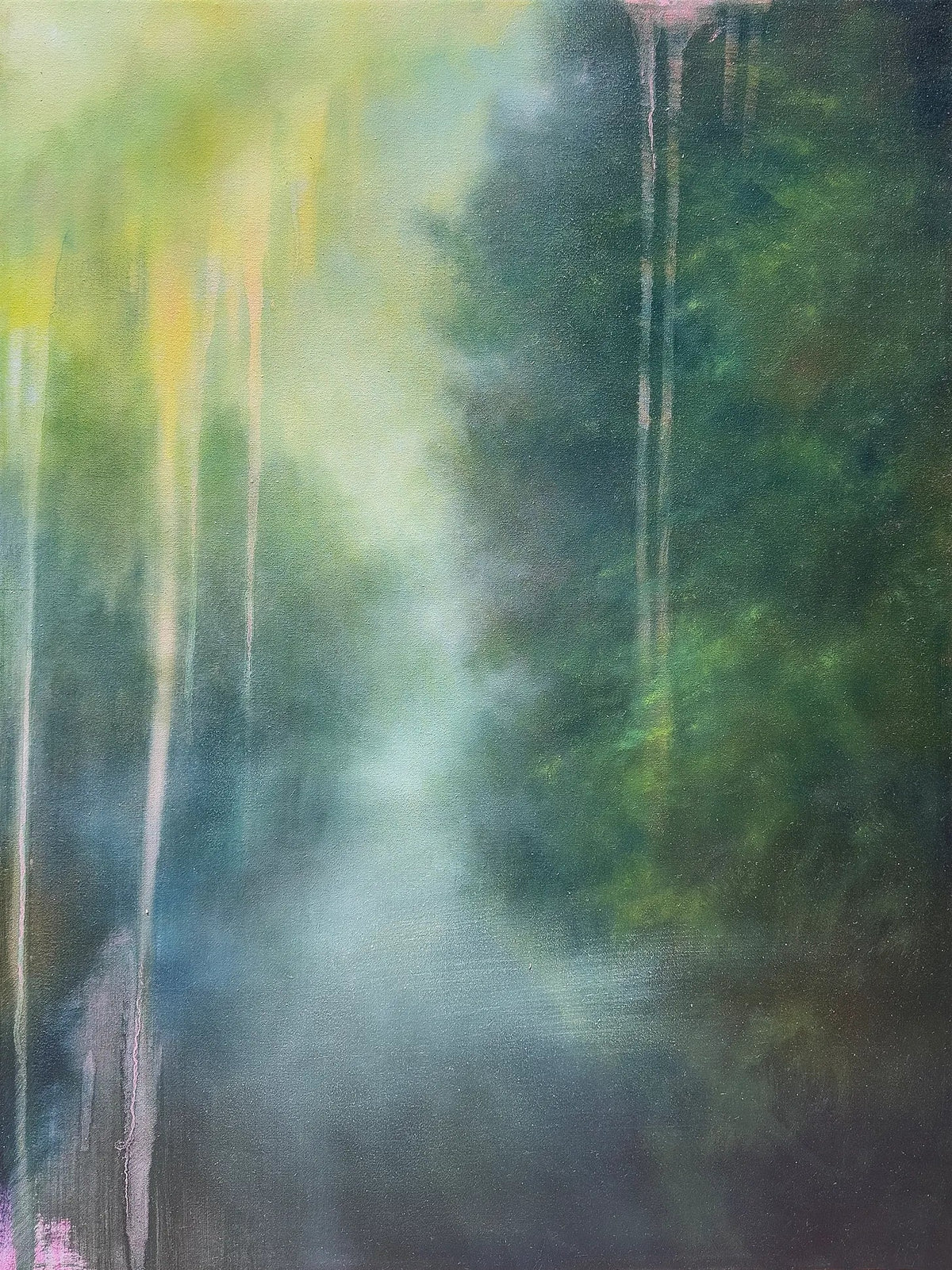 Green and blue woodland painting by Samantha Torrisi, reproduced from the NAC newsletter.